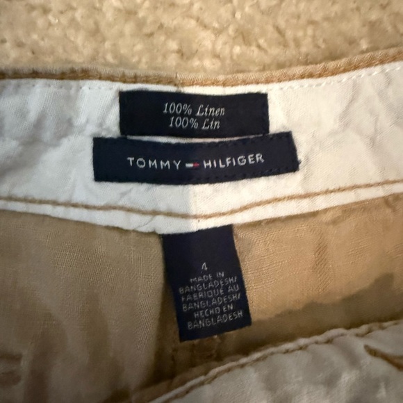 Tommy Hilfiger Linen Khaki Cargo Shorts - Picture 3 of 4